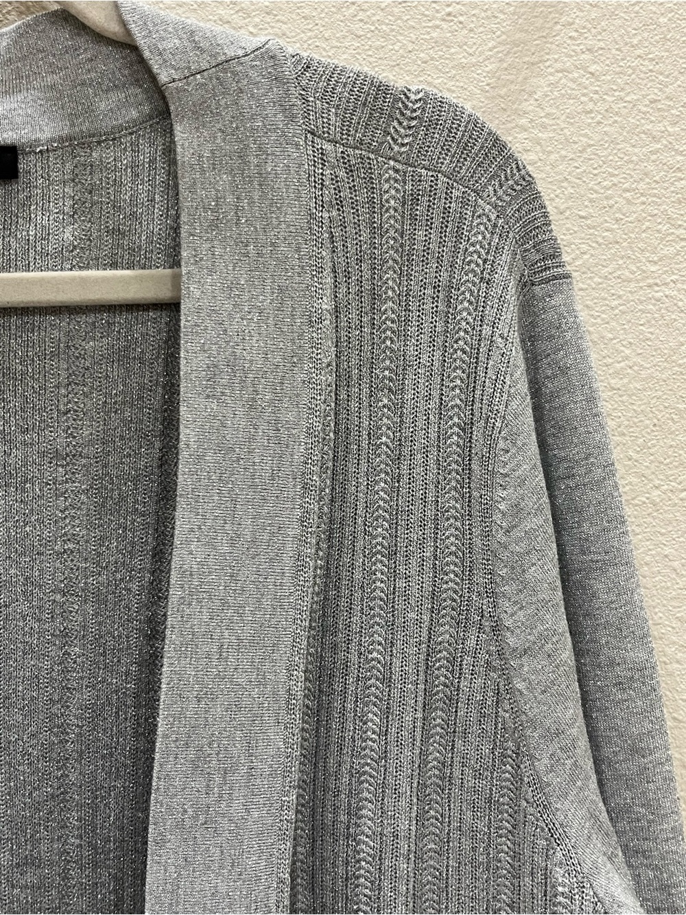 Talbots Light Gray Open-Front Ribbed Cardigan 2X - Picture 3 of 8